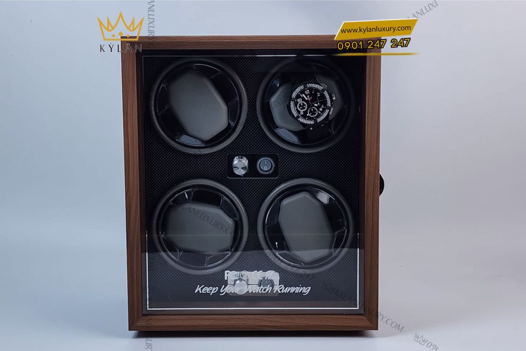 Kỳ Lân Luxury hop xoay dong ho cao cap 4 ngan xoay 2 4 Hộp xoay đồng hồ gỗ cao cấp 4 ngăn xoay