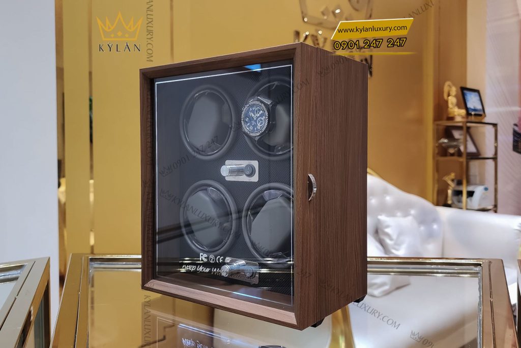 Kỳ Lân Luxury hop xoay dong ho cao cap 4 ngan xoay 2 6 Hộp xoay đồng hồ gỗ cao cấp 4 ngăn xoay