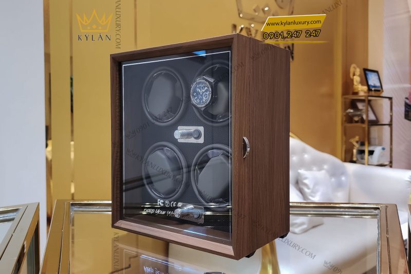 Hộp xoay đồng hồ gỗ cao cấp 4 ngăn xoay