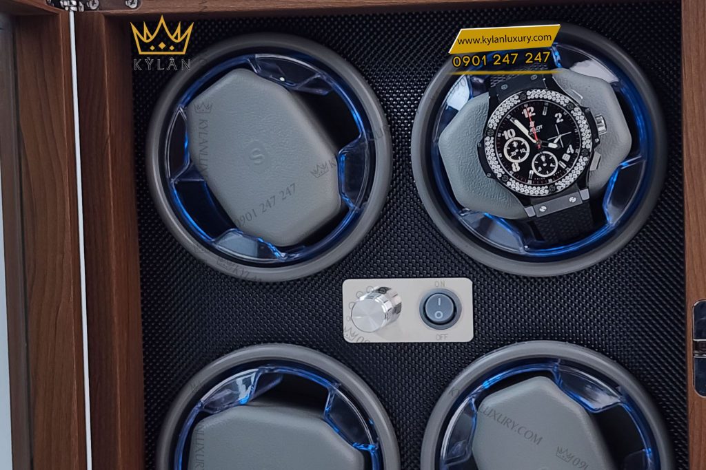 Kỳ Lân Luxury hop xoay dong ho cao cap 4 ngan xoay 2 7 Hộp xoay đồng hồ gỗ cao cấp 4 ngăn xoay