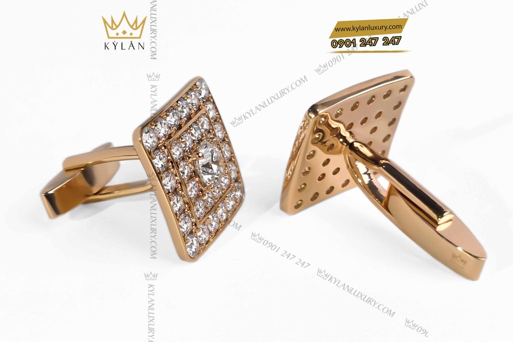 Kỳ Lân Luxury khuy mang set vang au750 dinh vien chu 6ly3 2 Khuy măng sét vàng nguyên khối Au750 đính viên chủ 6ly3