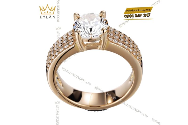 Nhẫn Aurora Ring vàng hồng nguyên khối Au750 đính kim cương