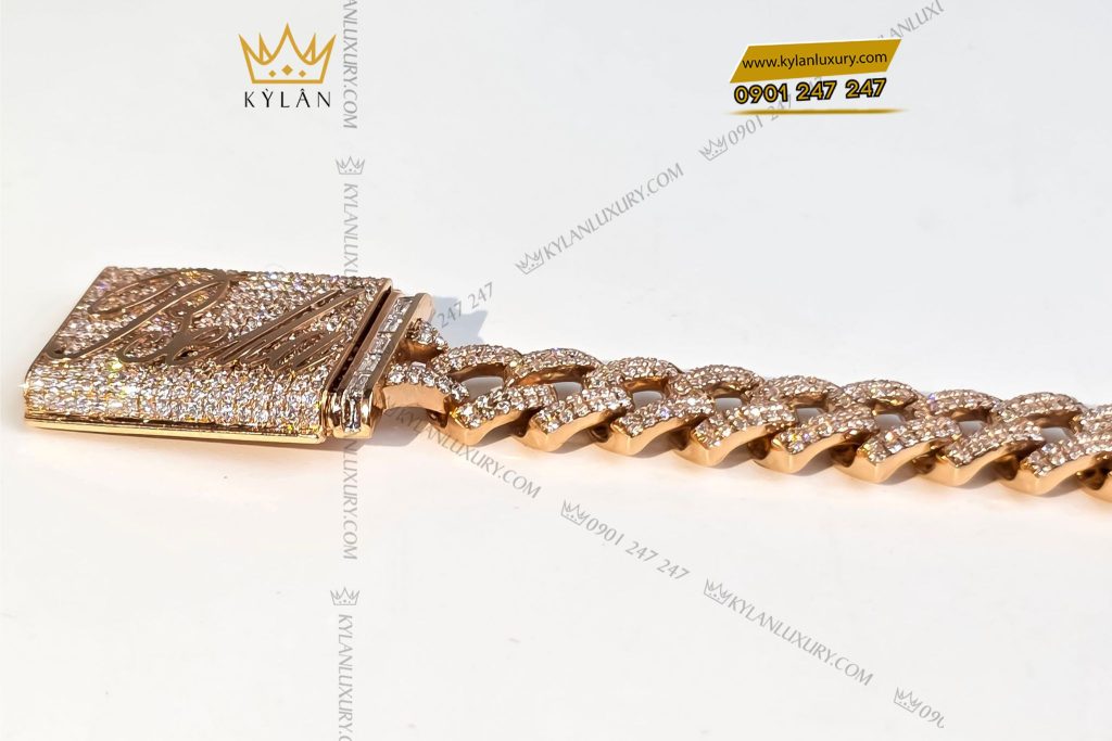 Kỳ Lân Luxury lac tay bella kim cuong vang hong nguyen khoi au750 4 Lắc tay Bella kim cương vàng hồng nguyên khối Au750