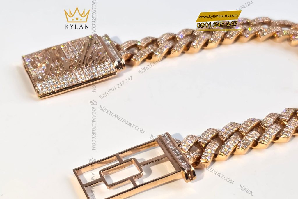 Kỳ Lân Luxury lac tay bella kim cuong vang hong nguyen khoi au750 5 Lắc tay Bella kim cương vàng hồng nguyên khối Au750