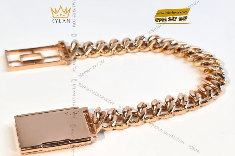 Lắc tay Bella kim cương vàng hồng nguyên khối Au750