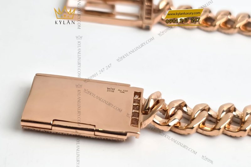 Lắc tay Bella kim cương vàng hồng nguyên khối Au750