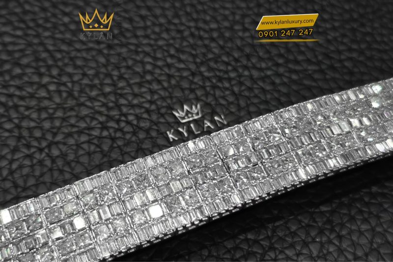 Lắc tay nữ vàng trắng đính full kim cương
