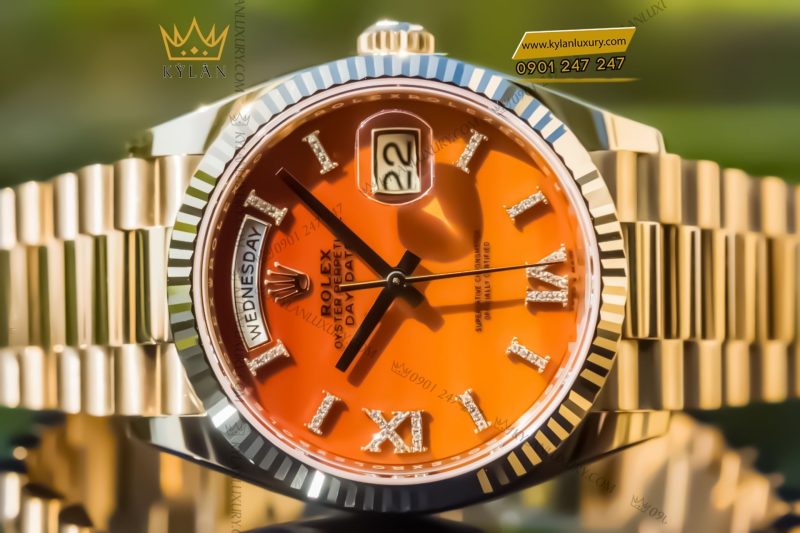 Đồng hồ Rolex Day-Date 36 128238-0088 mặt số đá Carnelian