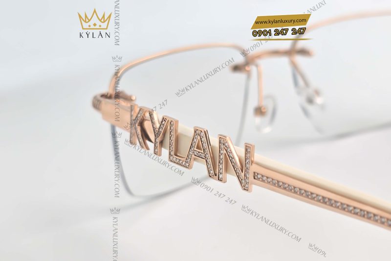 Mắt kính KL làm từ vàng nguyên khối Au750 đính kim cương