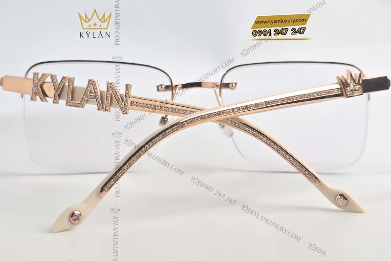 Mắt kính KL làm từ vàng nguyên khối Au750 đính kim cương