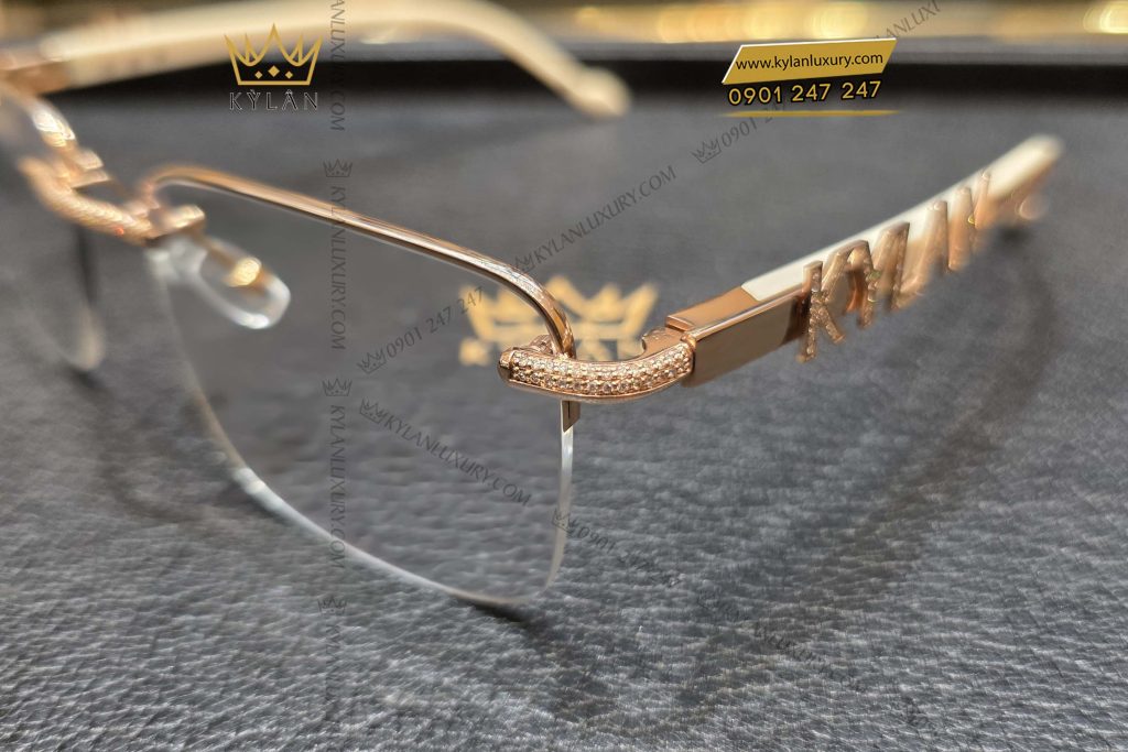 Kỳ Lân Luxury mat kinh kl vang nguyen khoi au750 dinh kim cuong 3 Mắt kính KL làm từ vàng nguyên khối Au750 đính kim cương
