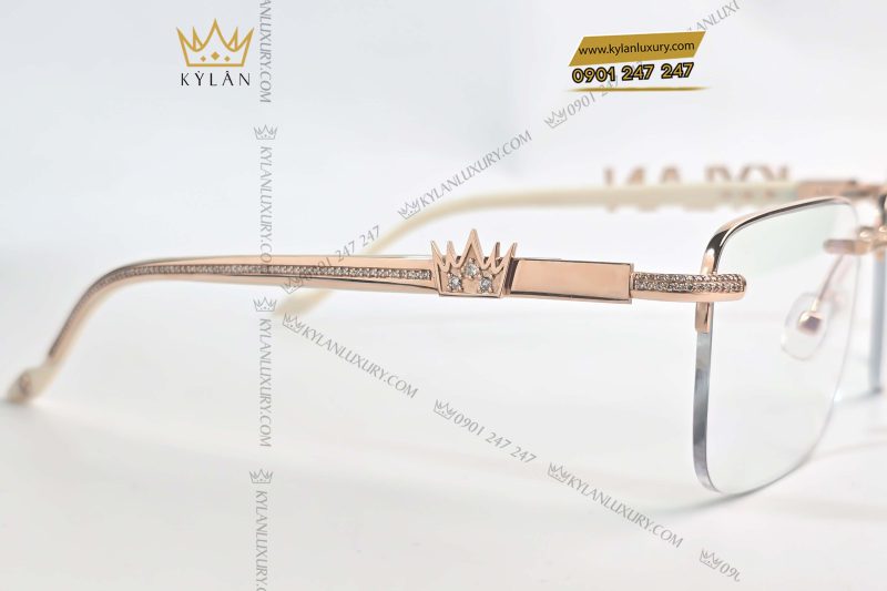 Mắt kính KL làm từ vàng nguyên khối Au750 đính kim cương