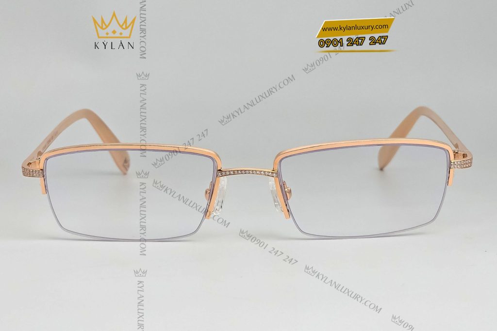 Kỳ Lân Luxury mat kinh vang hong nguyen khoi au750 10 Mắt kính vàng hồng nguyên khối Au750 đính kim cương