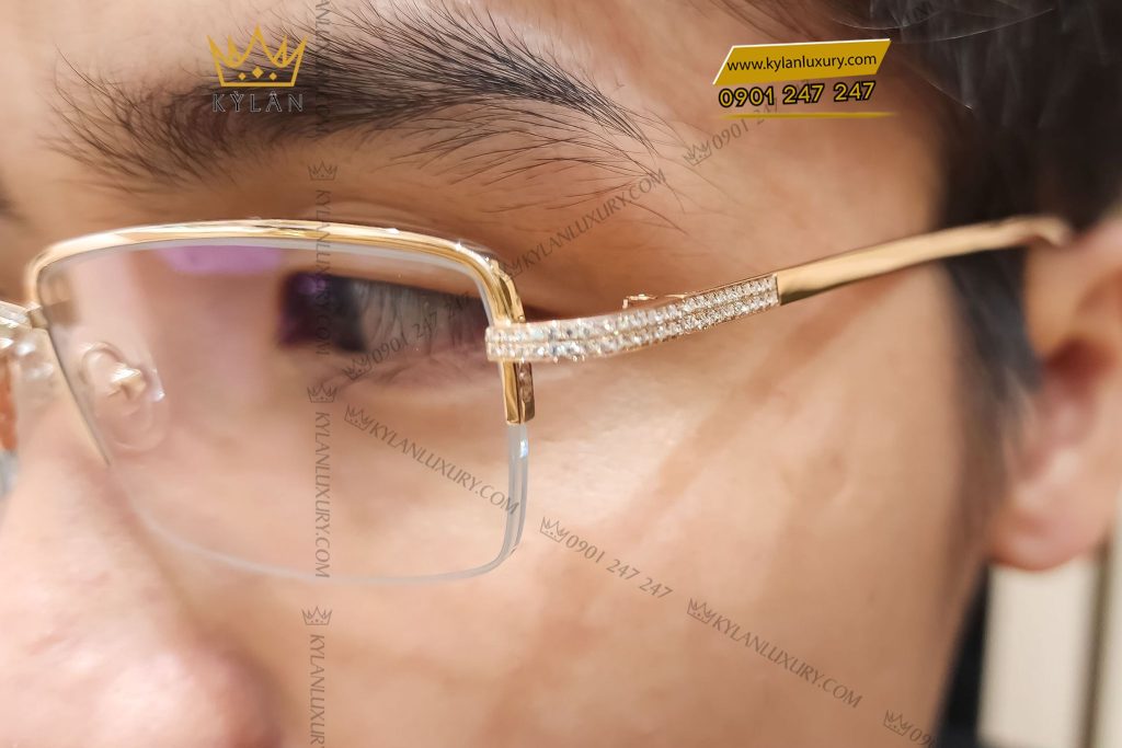 Kỳ Lân Luxury mat kinh vang hong nguyen khoi au750 5 Mắt kính vàng hồng nguyên khối Au750 đính kim cương