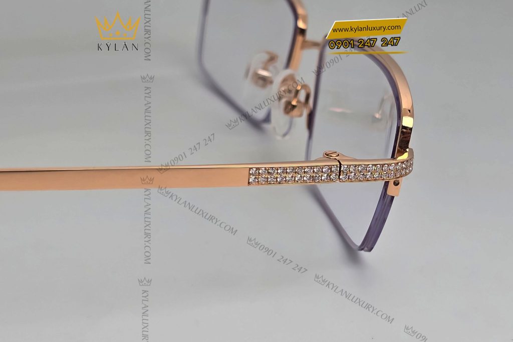 Kỳ Lân Luxury mat kinh vang hong nguyen khoi au750 6 Mắt kính vàng hồng nguyên khối Au750 đính kim cương