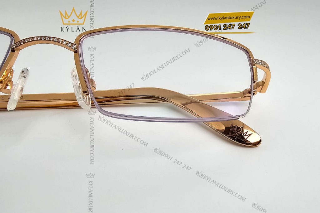Kỳ Lân Luxury mat kinh vang hong nguyen khoi au750 9 Mắt kính vàng hồng nguyên khối Au750 đính kim cương