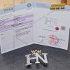 Mặt thắt lưng vàng trắng nguyên khối Au750 chữ HN
