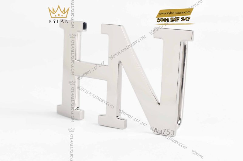 Mặt thắt lưng vàng trắng nguyên khối Au750 chữ HN