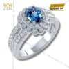 Nhẫn Celeste vàng trắng nguyên khối Au750 đính đá quý xanh