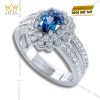 Nhẫn Celeste vàng trắng nguyên khối Au750 đính đá quý xanh