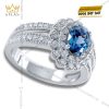 Nhẫn Celeste vàng trắng nguyên khối Au750 đính đá quý xanh