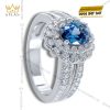 Nhẫn Celeste vàng trắng nguyên khối Au750 đính đá quý xanh