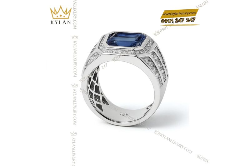 Nhẫn Nam Blue Sovereign vàng trắng nguyên khối Au750