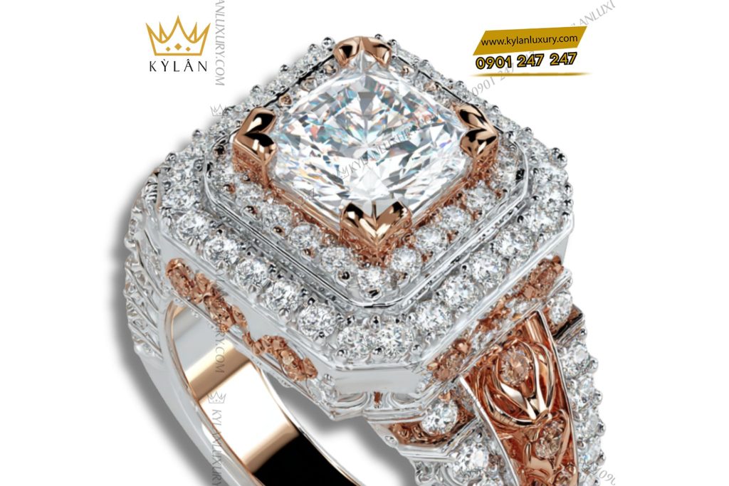 Kỳ Lân Luxury nhan nam vang hong nguyen khoi au750 dinh kim cuong 1 Nhẫn nam vàng hồng nguyên khối Au750 đính kim cương