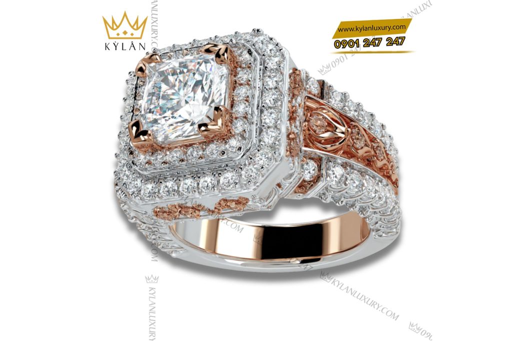 Kỳ Lân Luxury nhan nam vang hong nguyen khoi au750 dinh kim cuong 2 Nhẫn nam vàng hồng nguyên khối Au750 đính kim cương