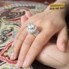 Nhẫn nữ vàng trắng nguyên khối Au750 đính viên chủ 12ly