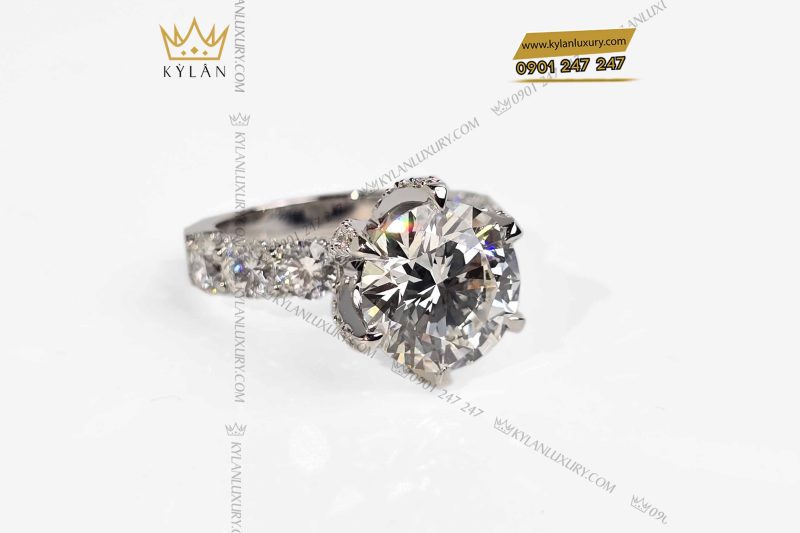 Nhẫn nữ vàng trắng nguyên khối Au750 đính viên chủ 11ly