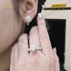 Nhẫn nữ vàng trắng nguyên khối Au750 đính viên chủ 11ly