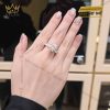 Nhẫn nữ vàng trắng nguyên khối Au750 đính viên chủ 11ly