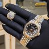 Nhẫn Rolex demi vàng nguyên khối Au750 đính viên chủ 8ly1