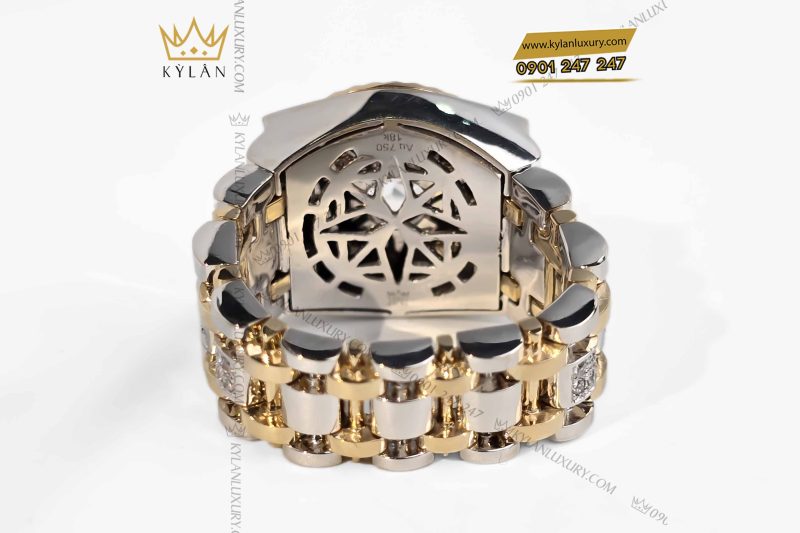 Nhẫn Rolex demi vàng nguyên khối Au750 đính viên chủ 8ly1
