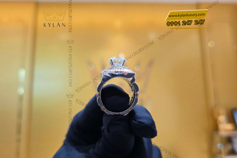 Nhẫn Rolex demi vàng hồng Au750 đính viên chủ 9ly