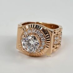 Nhẫn Rolex vàng hồng khối Au750 đính kim cương 8ly1