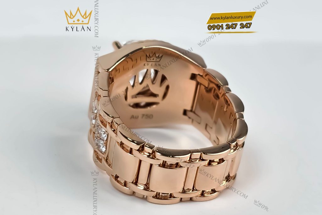Kỳ Lân Luxury nhan rolex vang hong khoi au780 dinh kim cuong 8ly1 7 Nhẫn Rolex vàng hồng khối Au750 đính kim cương 8ly1
