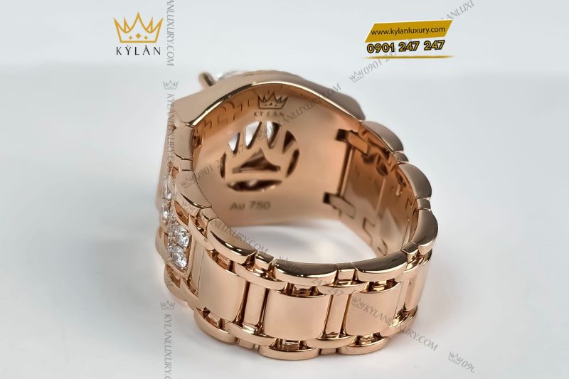 Nhẫn Rolex vàng hồng khối Au750 đính kim cương 8ly1