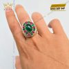 Nhẫn vàng nguyên khối Au750 đính Đá Xanh Lục Oval