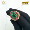 Nhẫn vàng nguyên khối Au750 đính Đá Xanh Lục Oval