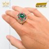 Nhẫn vàng nguyên khối Au750 đính Đá Xanh Lục Oval