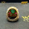 Nhẫn vàng nguyên khối Au750 đính Đá Xanh Lục Oval