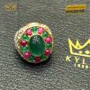 Nhẫn vàng nguyên khối Au750 đính Đá Xanh Lục Oval