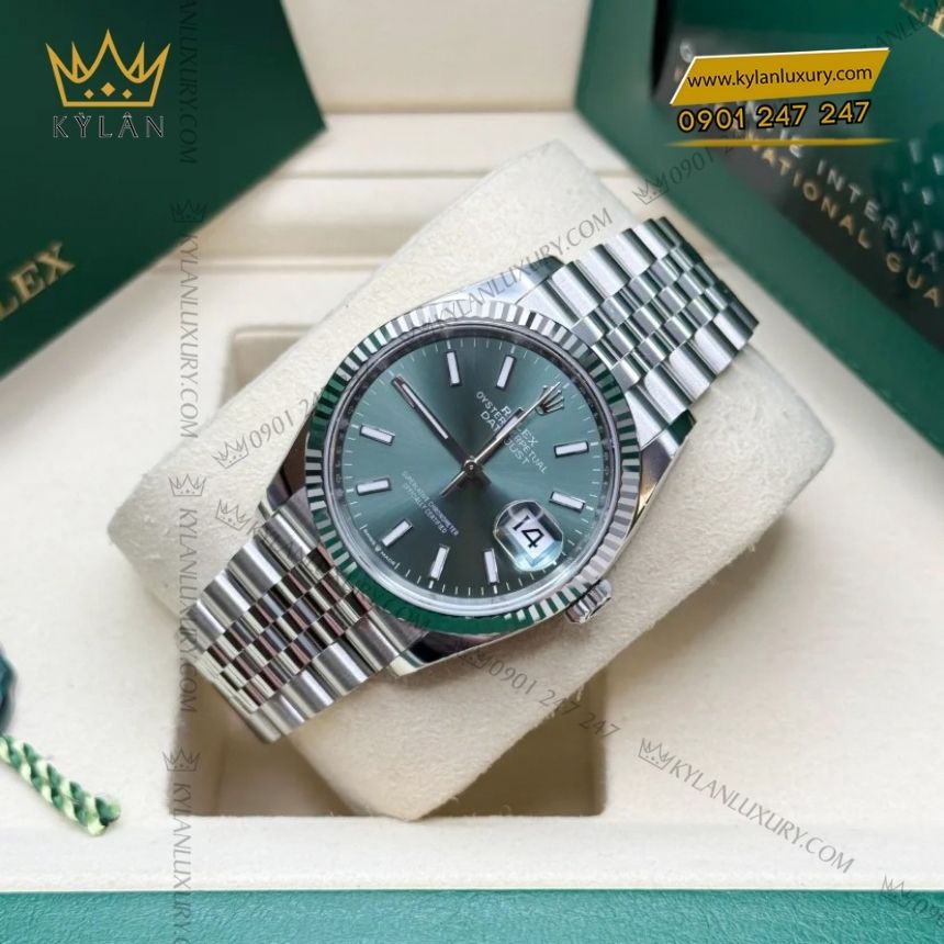 Kỳ Lân Luxury rolex datejust 36mm 126234 0051 xanh bac ha 2 Đồng hồ Rolex Datejust 36mm 126234-0051 mặt số xanh bạc hà