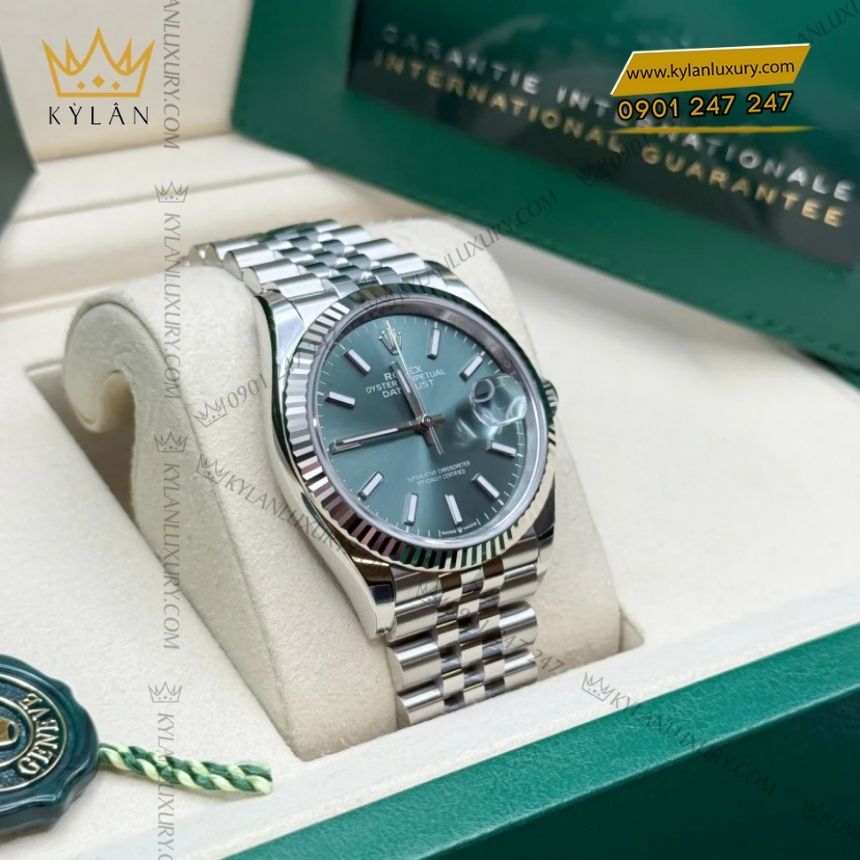 Kỳ Lân Luxury rolex datejust 36mm 126234 0051 xanh bac ha 3 Đồng hồ Rolex Datejust 36mm 126234-0051 mặt số xanh bạc hà