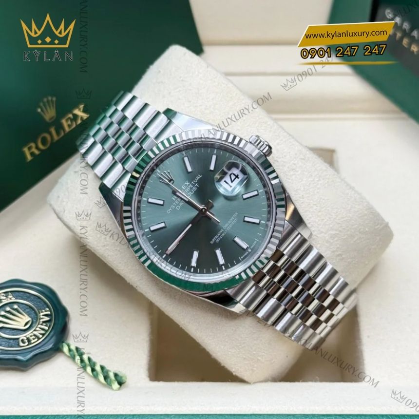 Kỳ Lân Luxury rolex datejust 36mm 126234 0051 xanh bac ha 4 Đồng hồ Rolex Datejust 36mm 126234-0051 mặt số xanh bạc hà