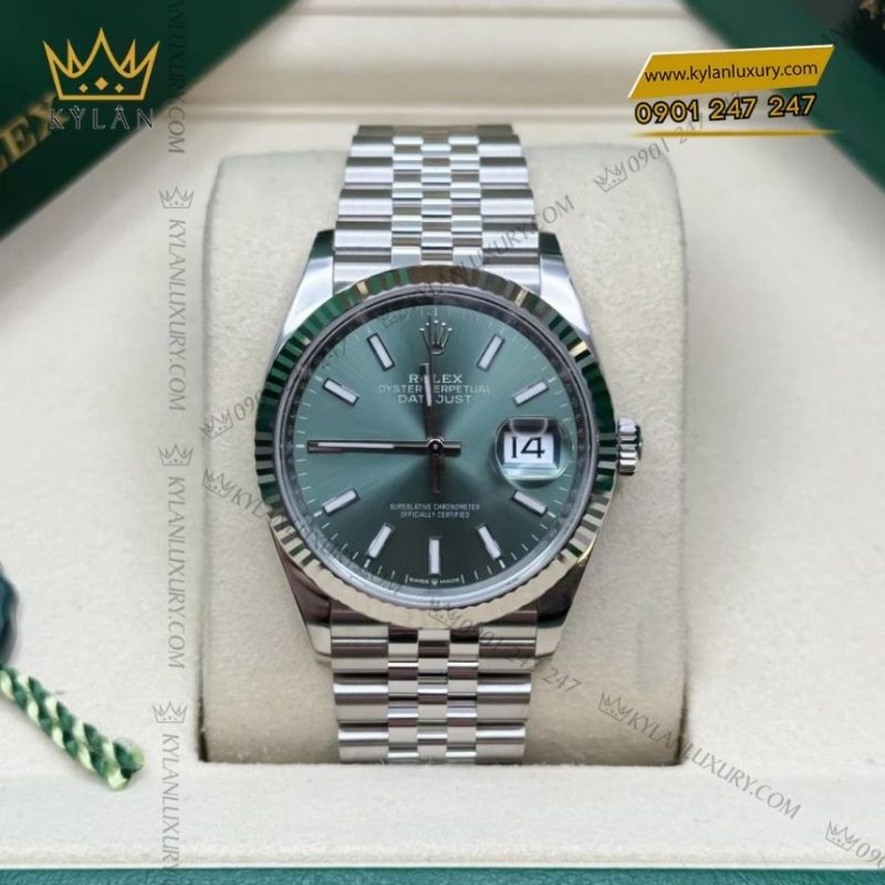Đồng hồ Rolex Datejust 36mm 126234-0051 mặt số xanh bạc hà
