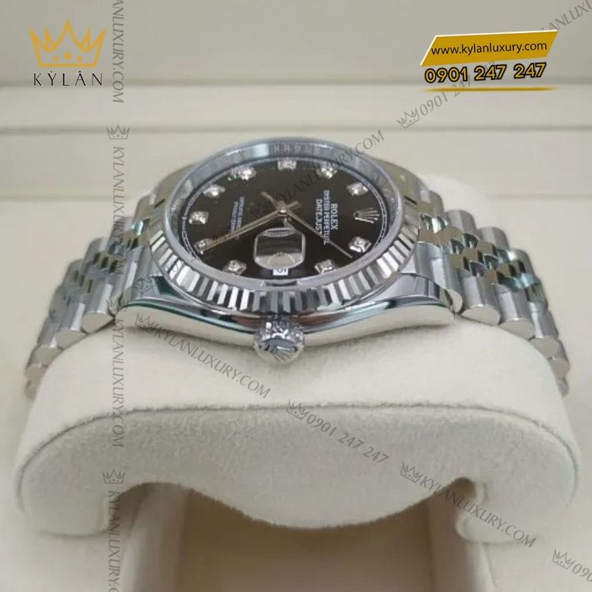 Kỳ Lân Luxury rolex datejust 36mm m126234 0027 mat so den 12 Đồng hồ Rolex Datejust 36mm 126234-0027 mặt số đen nạm kim cương