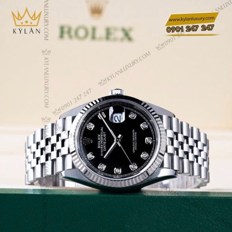 Đồng hồ Rolex Datejust 36mm 126234-0027 mặt số đen nạm kim cương